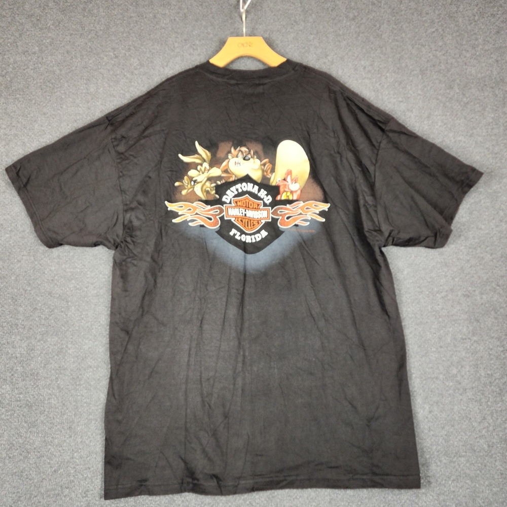 Vintage Harley Davidson Looney Tunes Taz Daytona Florida T-Shirt Mens XXL Black - Picture 3 of 9